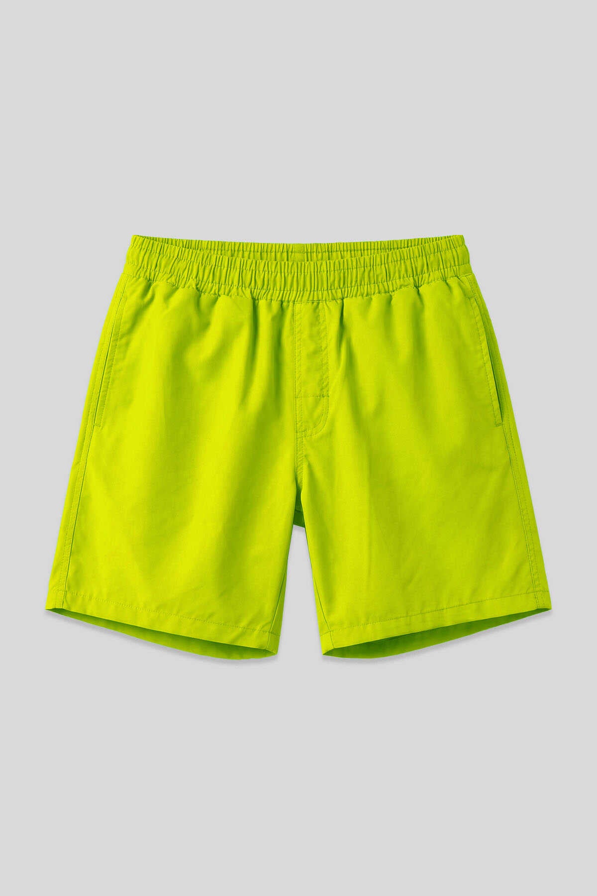 Tommylife Wholesale Neon Yellow Elastic Waist Standard Fit Men's Swim Shorts - 81237