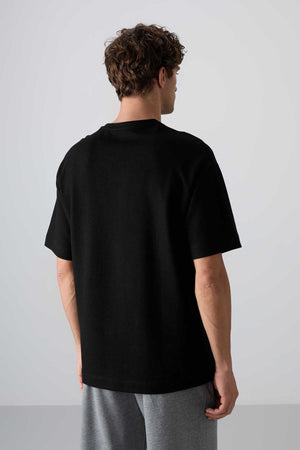 Tommylife Toptan O Yaka Oversize Basic Erkek T-Shirt 88341 Siyah