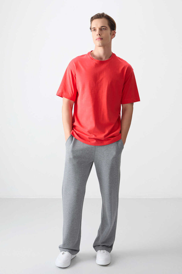 Tommylife Toptan O Yaka Oversize Basic Erkek T-Shirt 88353 Fiesta