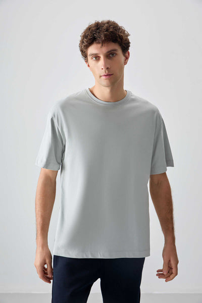 Tommylife Toptan O Yaka Oversize Basic Erkek T-Shirt 88353 Taş