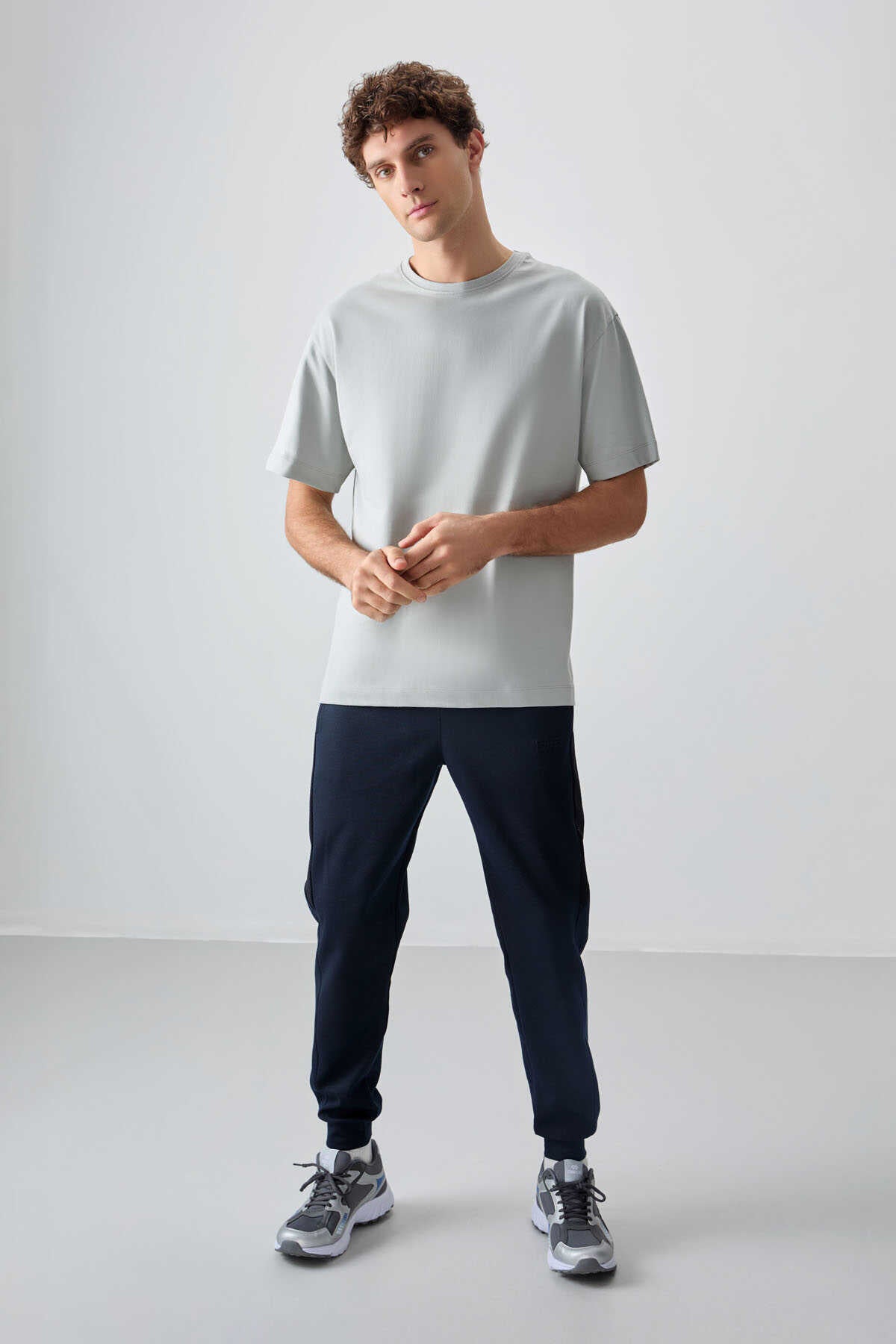 Tommylife Toptan O Yaka Oversize Basic Erkek T-Shirt 88353 Taş