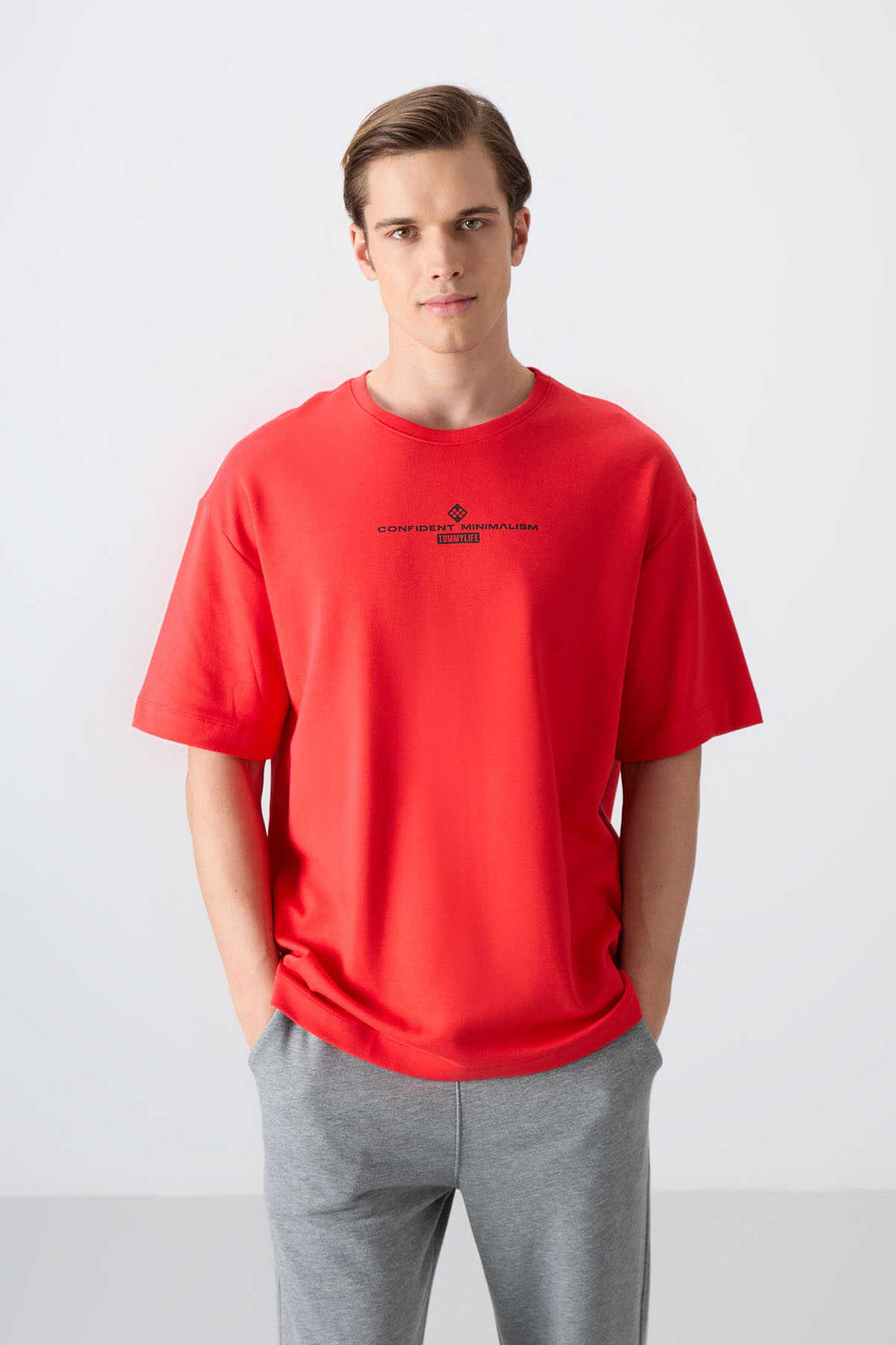 Tommylife Toptan O Yaka Oversize Baskılı Erkek T-Shirt 88321 Fiesta