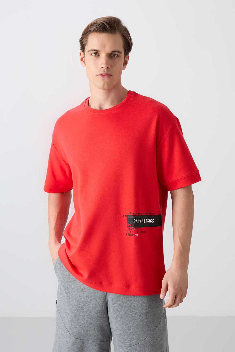 Tommylife Toptan O Yaka Oversize Baskılı Erkek T-Shirt 88322 Fiesta