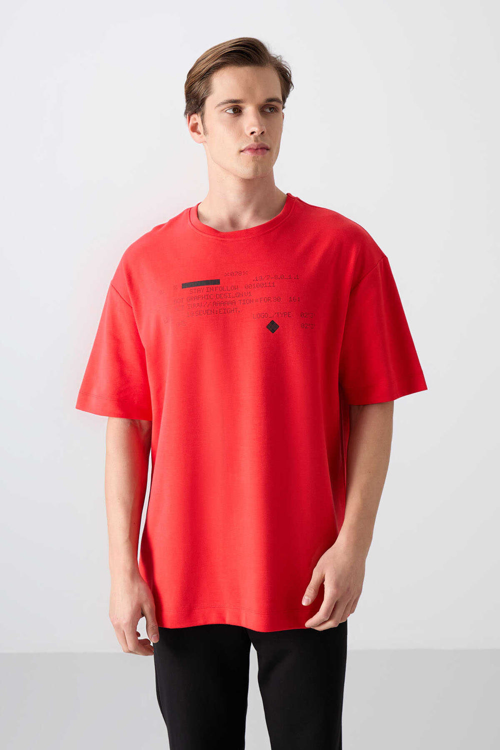 Tommylife Toptan O Yaka Oversize Baskılı Erkek T-Shirt 88326 Fiesta