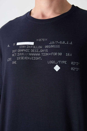 Tommylife Toptan O Yaka Oversize Baskılı Erkek T-Shirt 88326 Lacivert