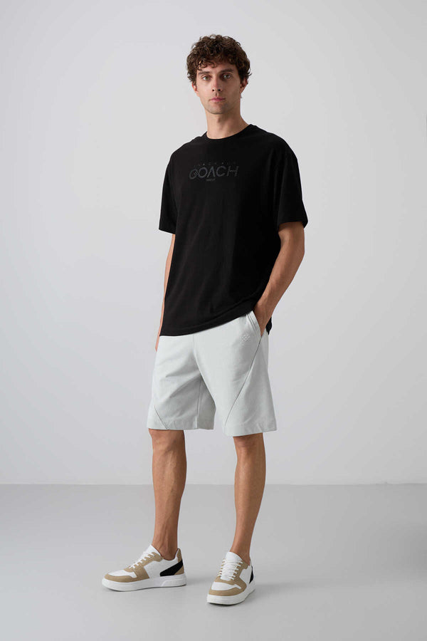 Tommylife Toptan O Yaka Oversize Baskılı Erkek T-Shirt 88329 Siyah