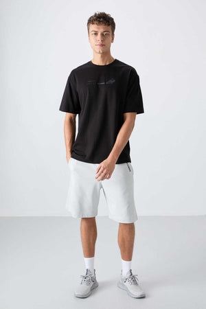 Tommylife Toptan O Yaka Oversize Baskılı Erkek T-Shirt 88330 Siyah