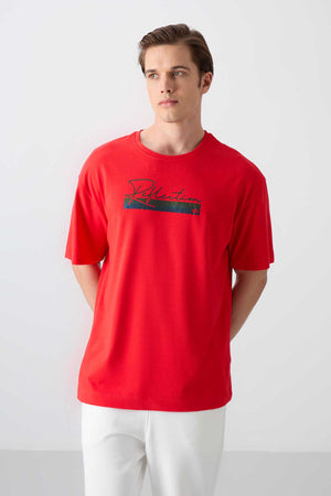 Tommylife Toptan O Yaka Oversize Baskılı Erkek T-Shirt 88334 Fiesta