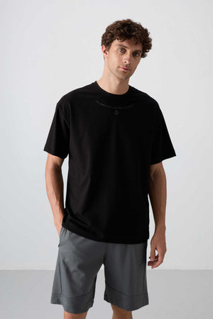 Tommylife Toptan O Yaka Oversize Baskılı Erkek T-Shirt 88343 Siyah