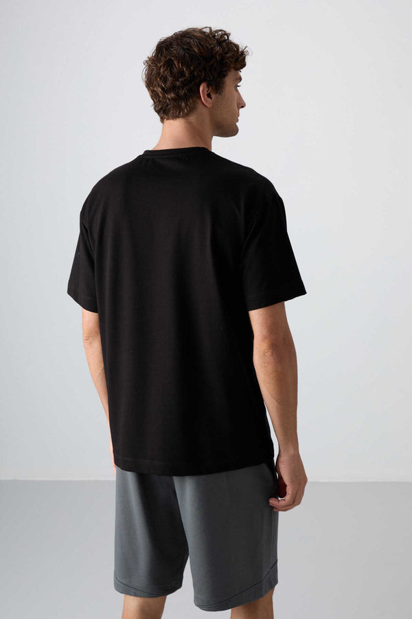 Tommylife Toptan O Yaka Oversize Baskılı Erkek T-Shirt 88343 Siyah