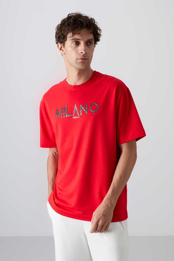 Tommylife Toptan O Yaka Oversize Baskılı Erkek T-Shirt 88345 Fiesta
