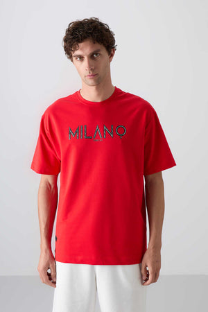 Tommylife Toptan O Yaka Oversize Baskılı Erkek T-Shirt 88345 Fiesta