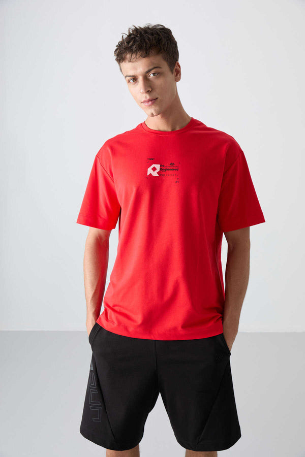 Tommylife Toptan O Yaka Oversize Baskılı Erkek T-Shirt 88350 Fiesta