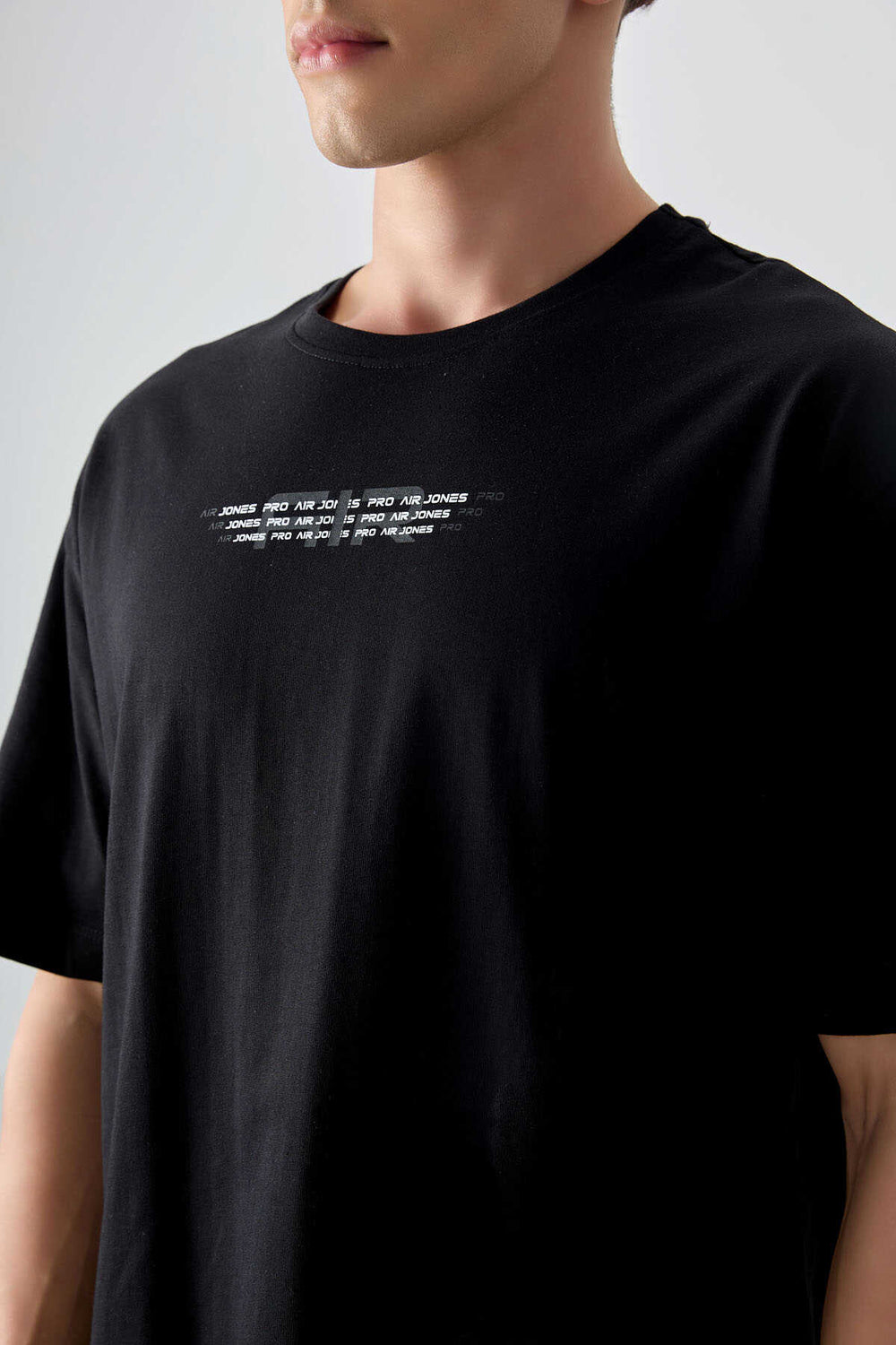 Tommylife Toptan O Yaka Oversize Baskılı Erkek T-Shirt 88356 Siyah