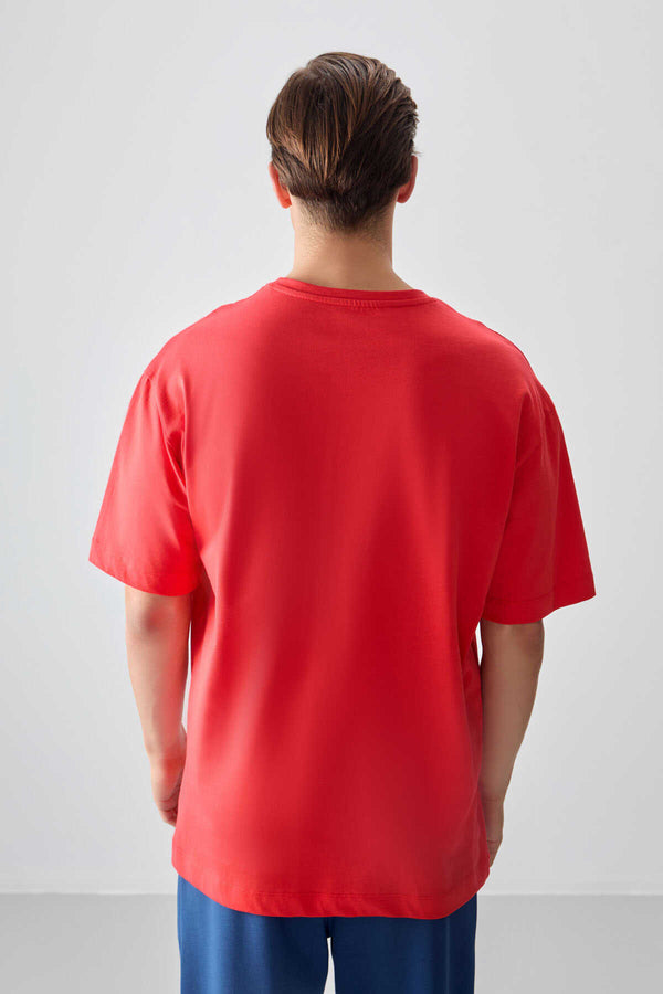 Tommylife Toptan O Yaka Oversize Baskılı Erkek T-Shirt 88359 Fiesta