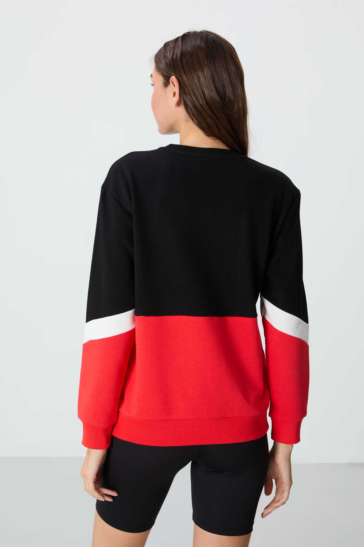Tommylife Toptan O Yaka Oversize Kadın Sweatshirt 97289 Siyah