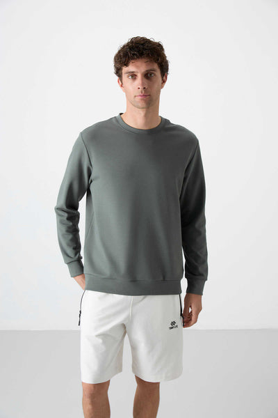 Tommylife Toptan O Yaka Rahat Form Basic Erkek Sweatshirt 88053 Çağla