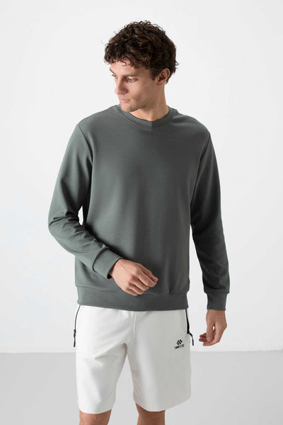 Tommylife Toptan O Yaka Rahat Form Basic Erkek Sweatshirt 88053 Çağla