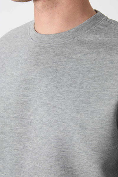 Tommylife Toptan O Yaka Rahat Form Basic Erkek Sweatshirt 88053 Gri Melanj
