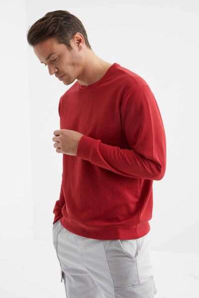 Tommylife Toptan O Yaka Rahat Form Basic Erkek Sweatshirt 88053 Kırmızı