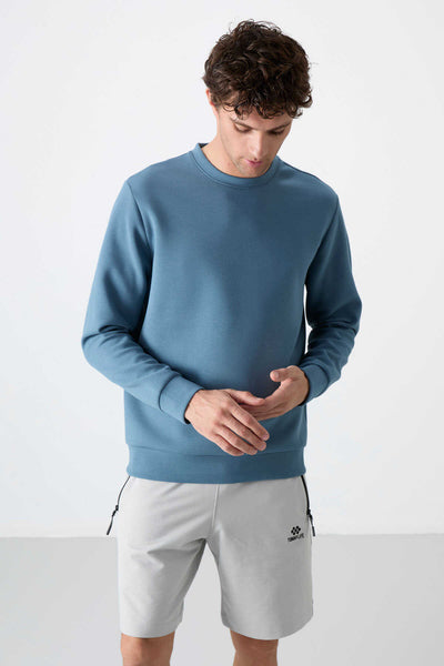 Tommylife Toptan O Yaka Rahat Form Basic Erkek Sweatshirt 88053 Orman Yeşili
