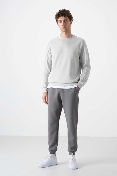 Tommylife Toptan O Yaka Rahat Form Basic Erkek Sweatshirt 88053 Taş
