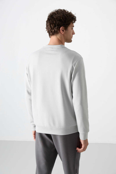 Tommylife Toptan O Yaka Rahat Form Basic Erkek Sweatshirt 88053 Taş