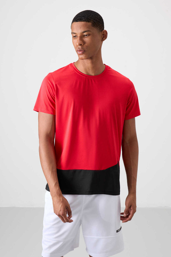 Tommylife Toptan O Yaka Standart Kalıp Aktif Spor Erkek T-Shirt 88383 Kırmızı