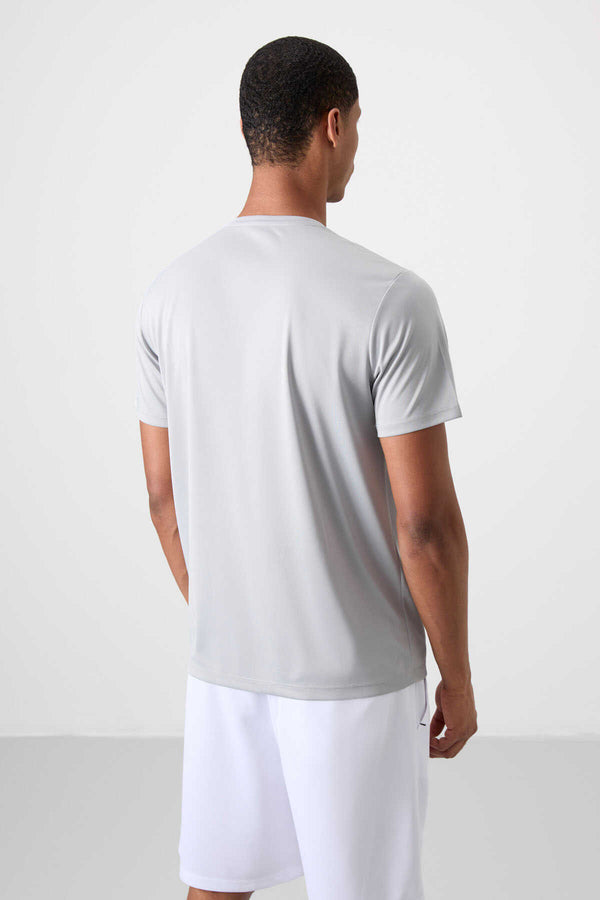 Tommylife Toptan O Yaka Standart Kalıp Aktif Spor Erkek T-Shirt 88385 Gri
