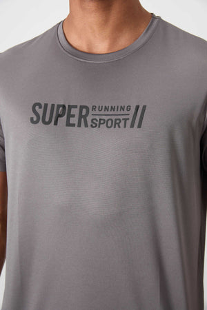 Tommylife Toptan O Yaka Standart Kalıp Aktif Spor Erkek T-Shirt 88385 Koyu Gri