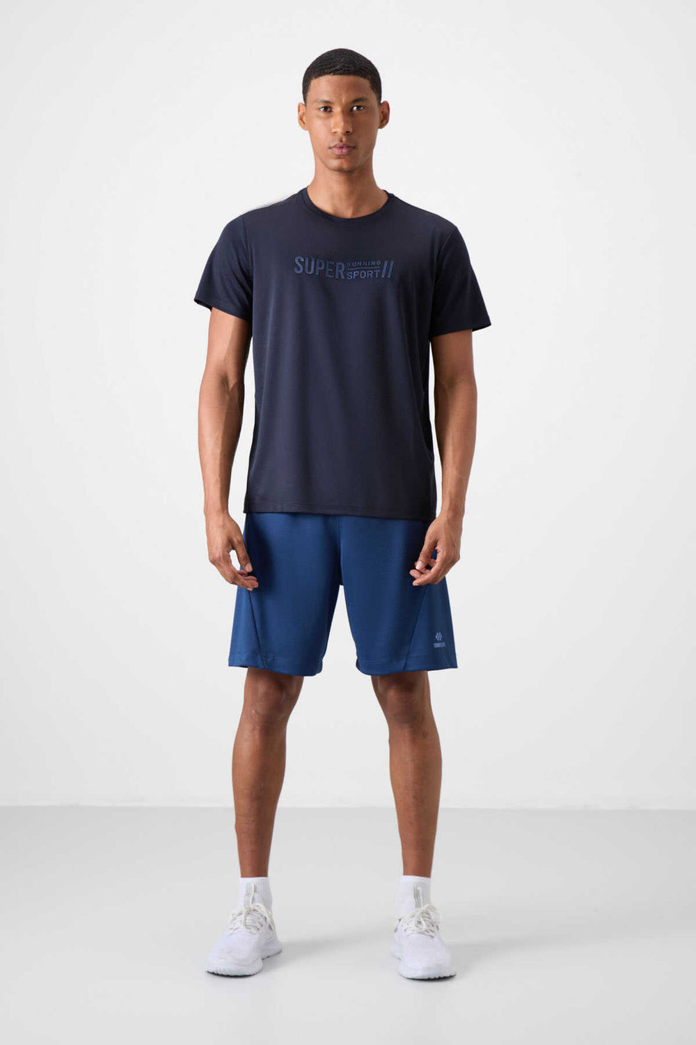 Tommylife Toptan O Yaka Standart Kalıp Aktif Spor Erkek T-Shirt 88385 Lacivert
