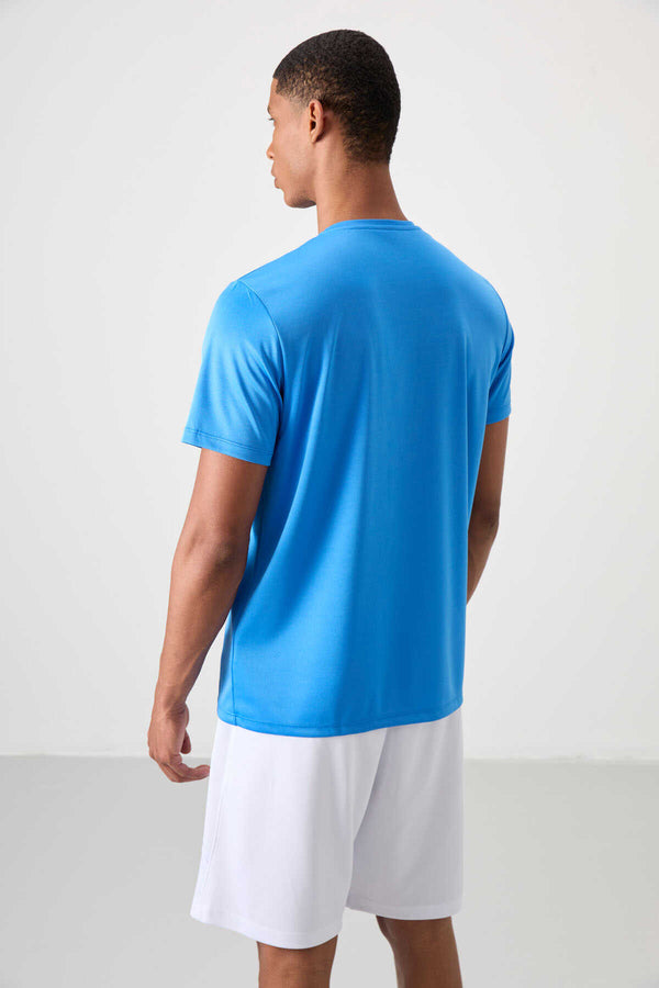 Tommylife Toptan O Yaka Standart Kalıp Aktif Spor Erkek T-Shirt 88385 Saks