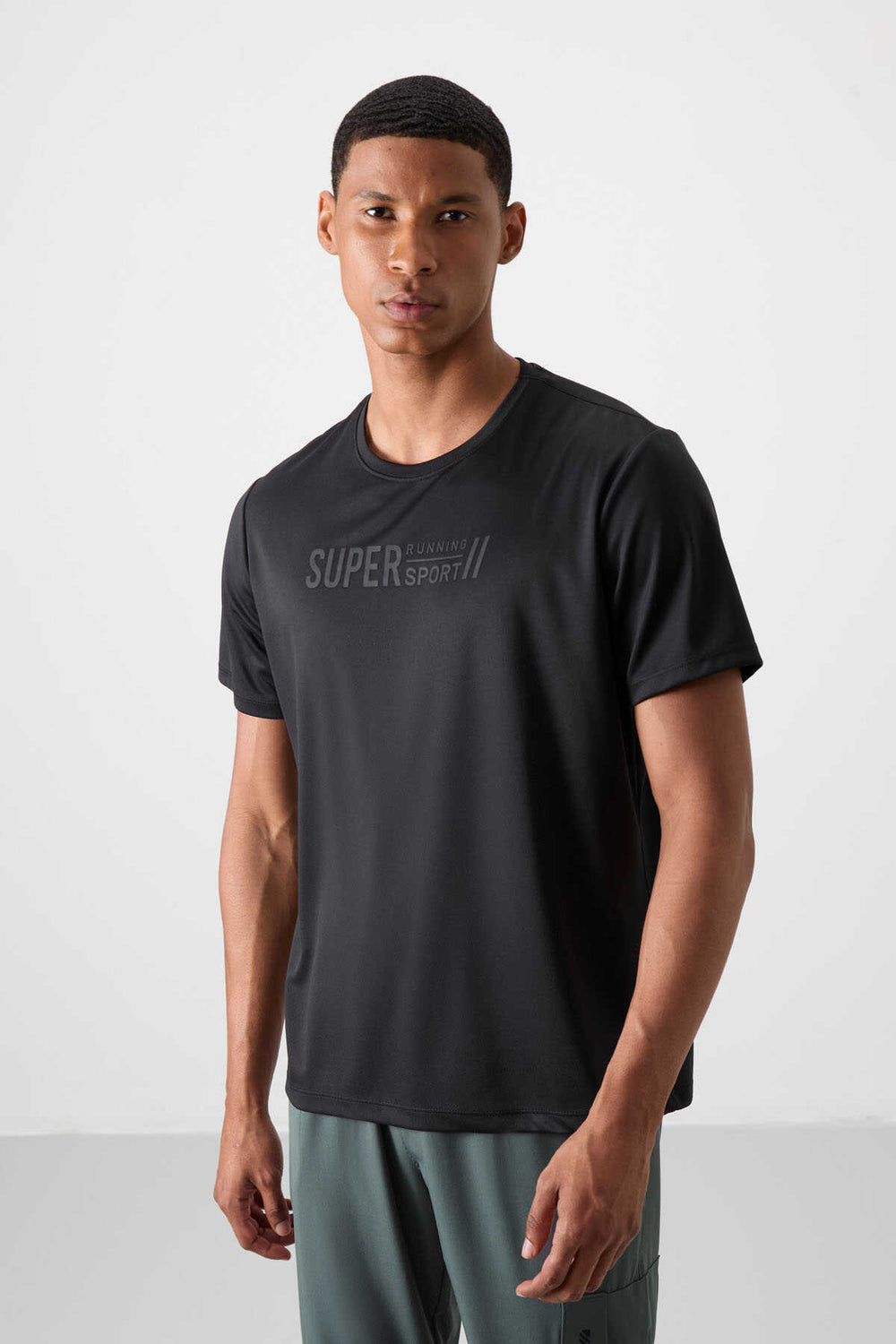 Tommylife Toptan O Yaka Standart Kalıp Aktif Spor Erkek T-Shirt 88385 Siyah