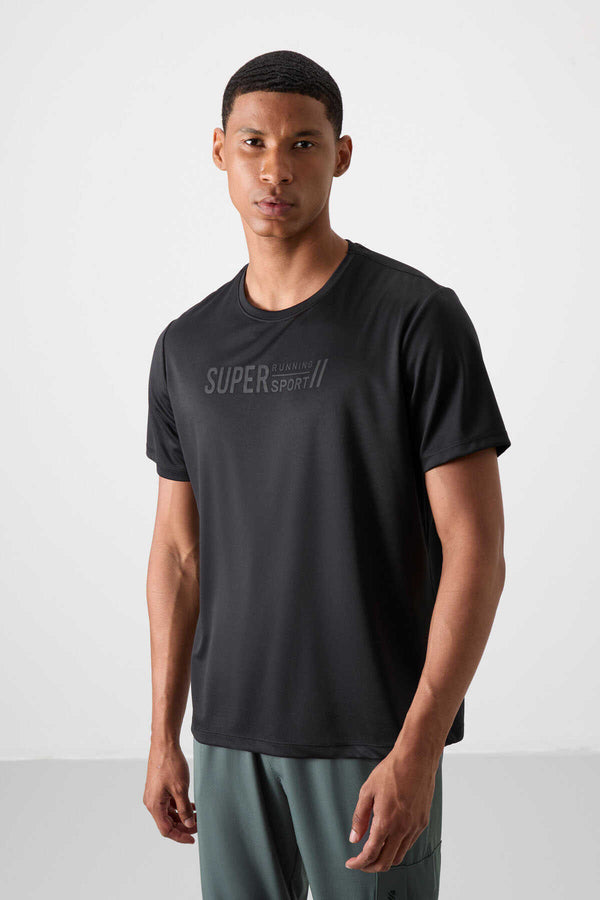 Tommylife Toptan O Yaka Standart Kalıp Aktif Spor Erkek T-Shirt 88385 Siyah
