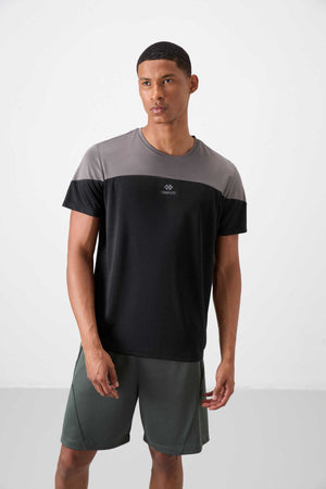 Tommylife Toptan O Yaka Standart Kalıp Aktif Spor Erkek T-Shirt 88386 Siyah