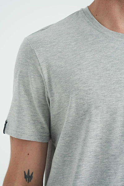 Tommylife Toptan O Yaka Standart Kalıp Basic Erkek T-Shirt 87911 Açık Gri Melanj