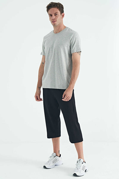 Tommylife Toptan O Yaka Standart Kalıp Basic Erkek T-Shirt 87911 Açık Gri Melanj