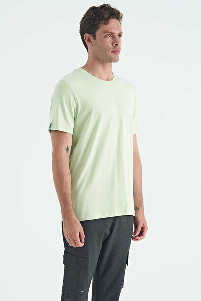 Tommylife Wholesale Crew Neck Standard Fit Basic Men's T-Shirt 87911 Light Green