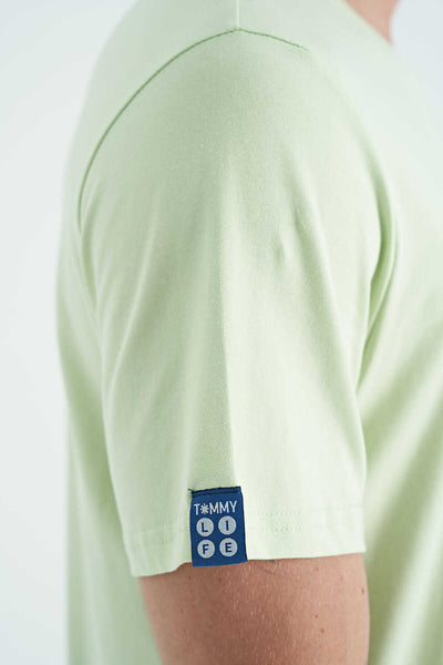 Tommylife Wholesale Crew Neck Standard Fit Basic Men's T-Shirt 87911 Light Green