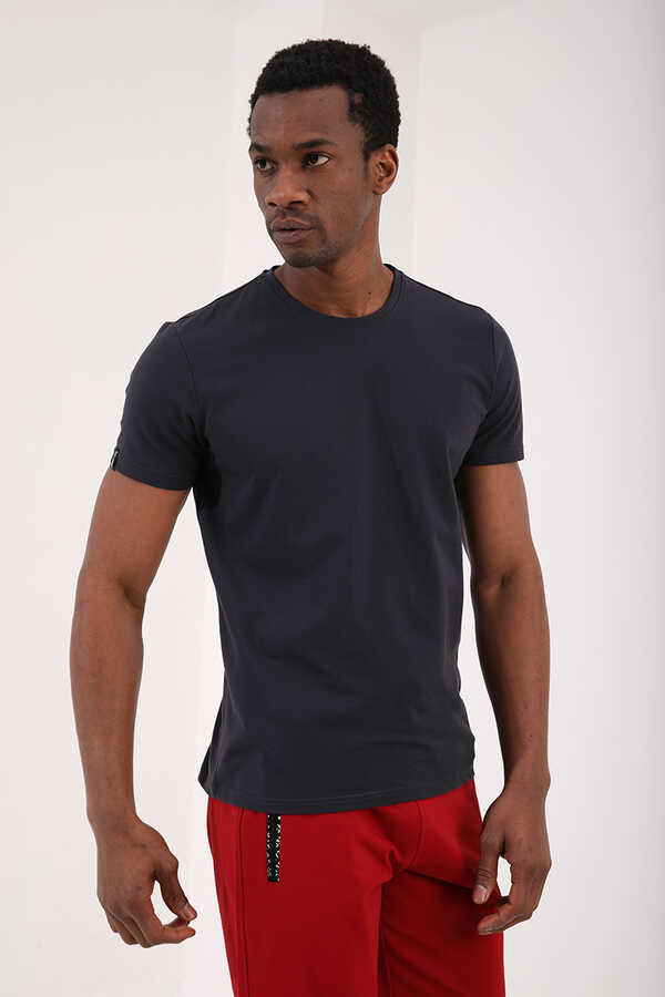 Tommylife Toptan O Yaka Standart Kalıp Basic Erkek T-Shirt 87911 Antrasit