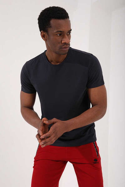 Tommylife Toptan O Yaka Standart Kalıp Basic Erkek T-Shirt 87911 Antrasit