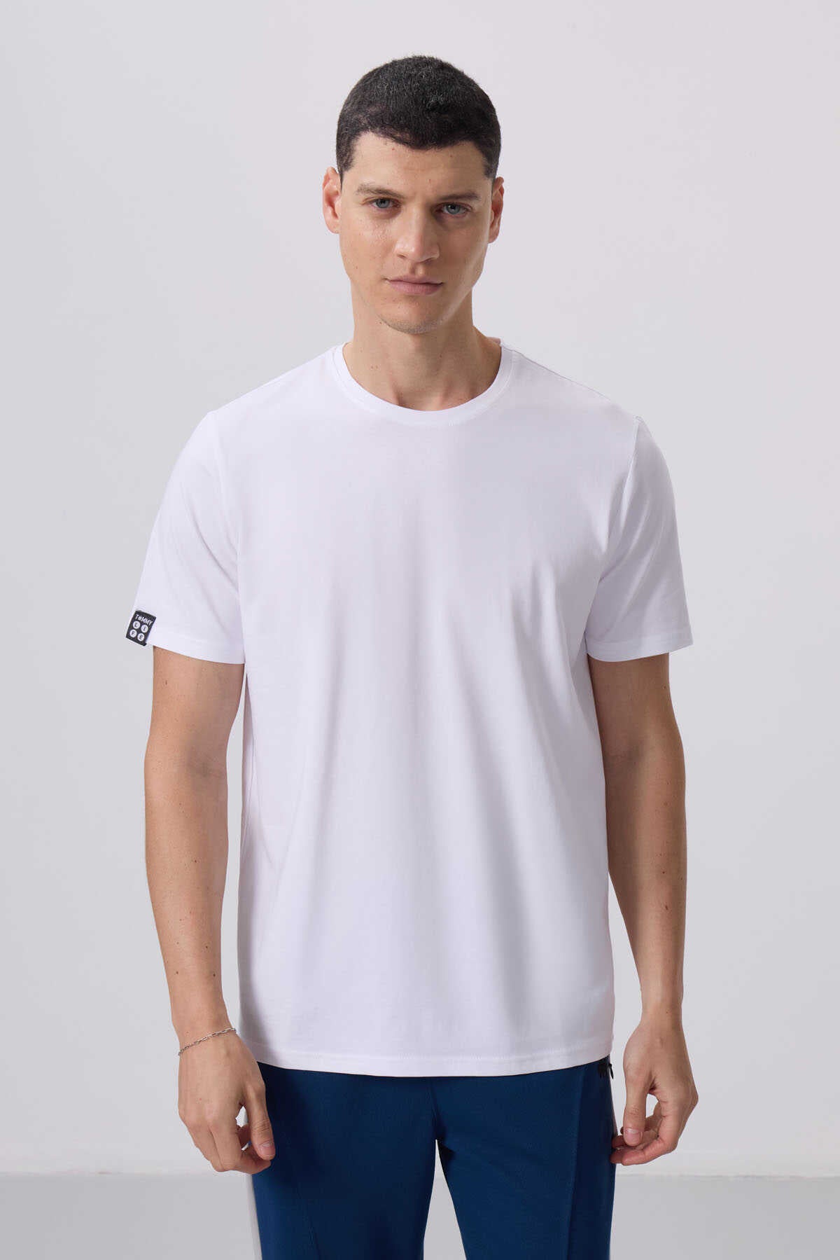 Tricou bărbătesc Tommylife Wholesale cu guler rotund, croială standard, de bază, 87911, alb