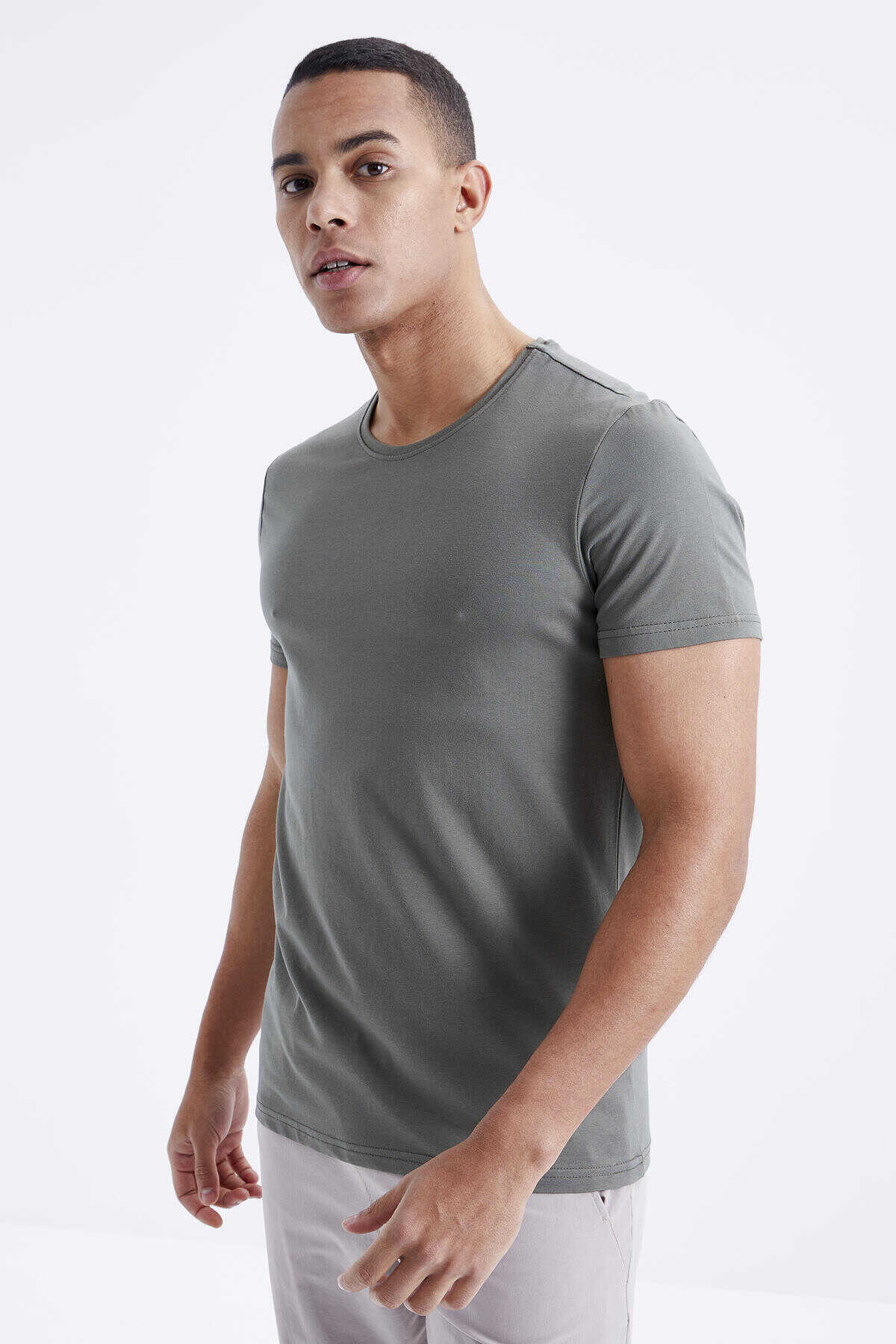 Tommylife Toptan O Yaka Standart Kalıp Basic Erkek T-Shirt 87911 Çağla