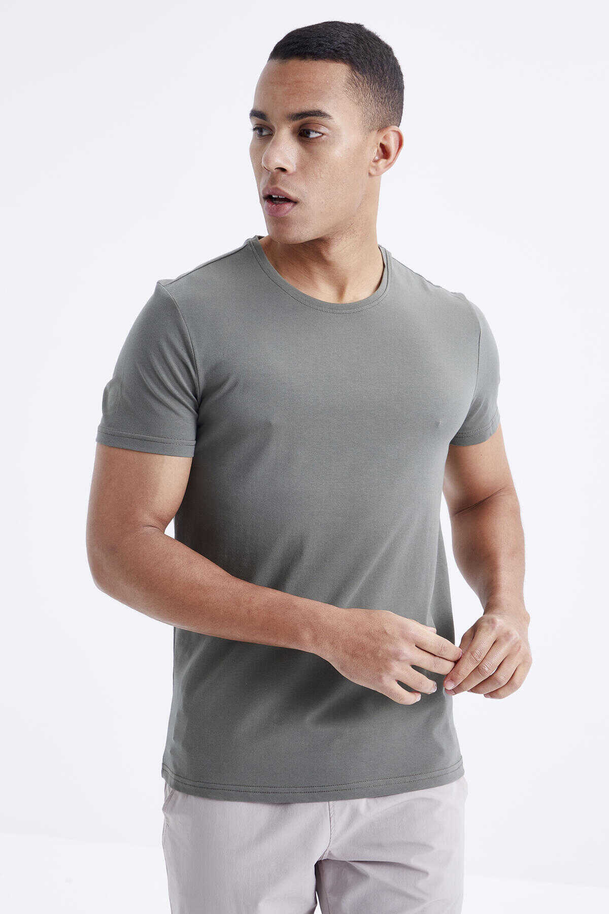 Tommylife Toptan O Yaka Standart Kalıp Basic Erkek T-Shirt 87911 Çağla