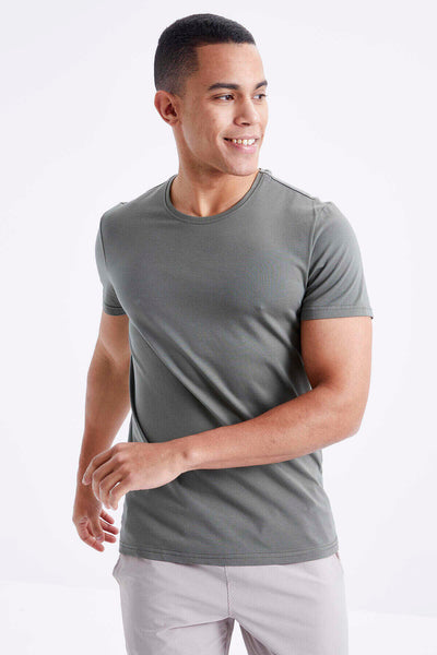 Tommylife Toptan O Yaka Standart Kalıp Basic Erkek T-Shirt 87911 Çağla