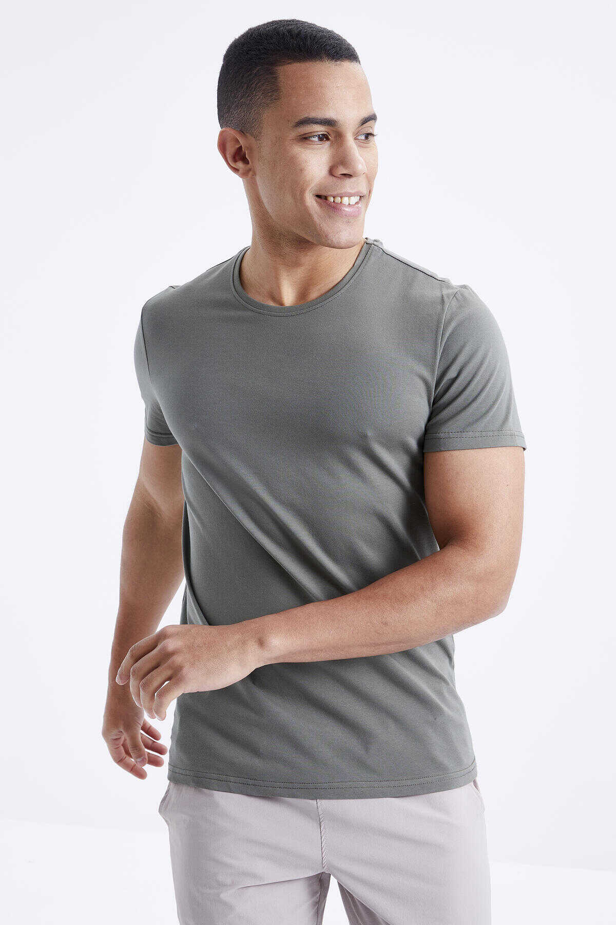 Tommylife Toptan O Yaka Standart Kalıp Basic Erkek T-Shirt 87911 Çağla