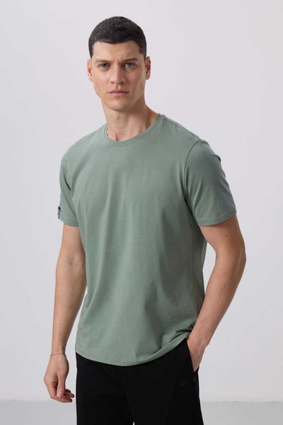 Tommylife Toptan O Yaka Standart Kalıp Basic Erkek T-Shirt 87911 Kaktüs