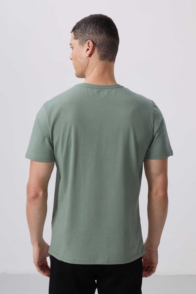 Tommylife Toptan O Yaka Standart Kalıp Basic Erkek T-Shirt 87911 Kaktüs