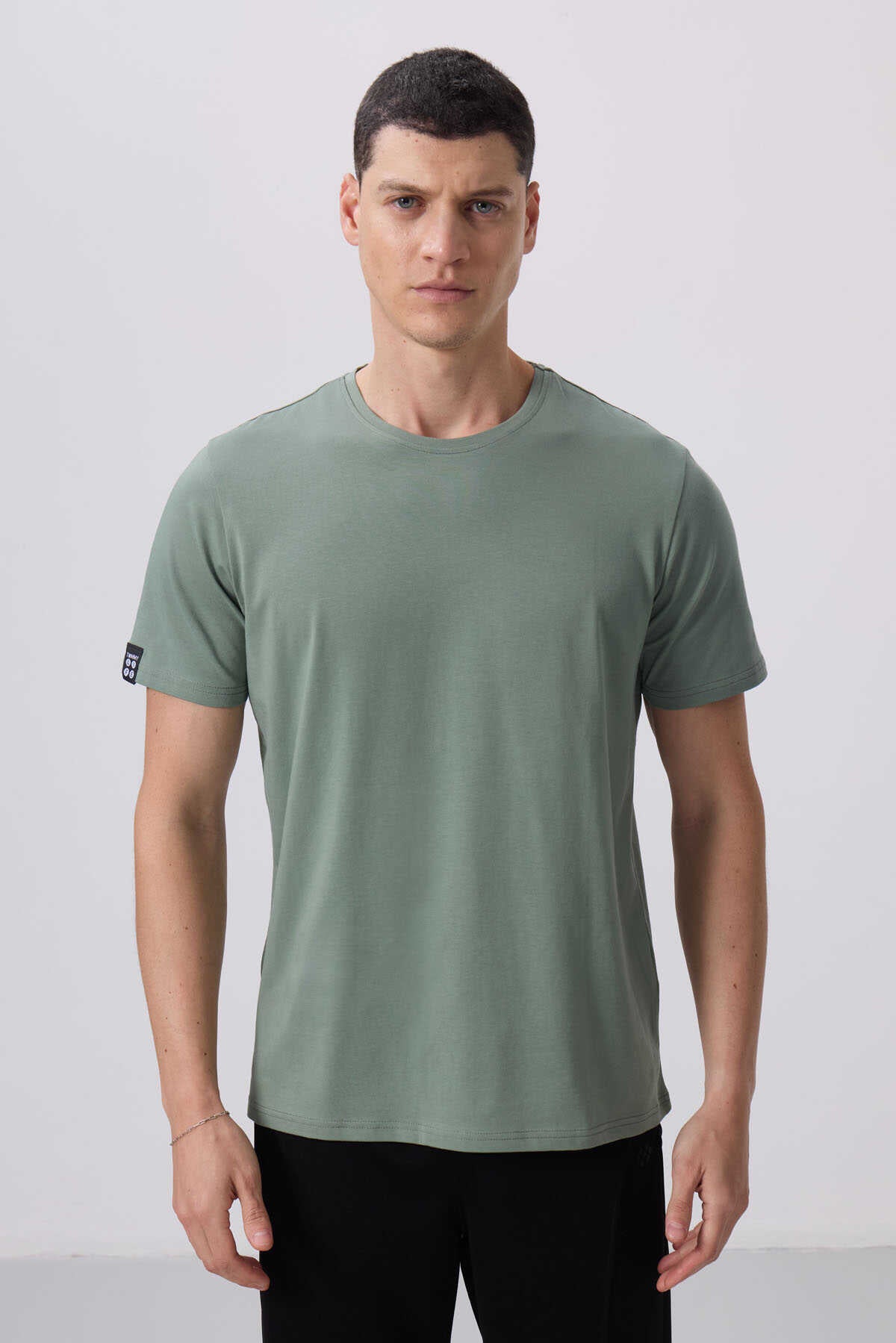 Tommylife Toptan O Yaka Standart Kalıp Basic Erkek T-Shirt 87911 Kaktüs
