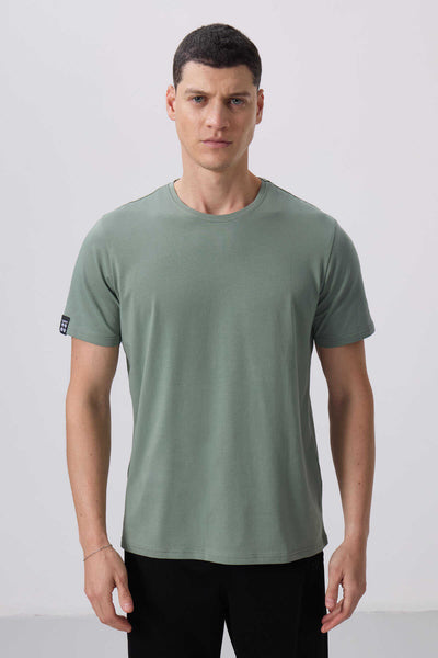 Tommylife Toptan O Yaka Standart Kalıp Basic Erkek T-Shirt 87911 Kaktüs